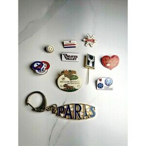 Vintage Pins 80's & 90's Set Unisex Small Sized Gold Brooches